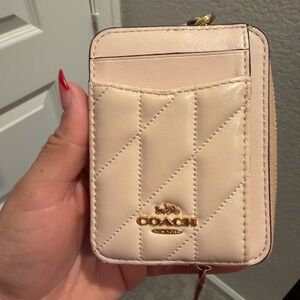 Coach zip card case in light pink